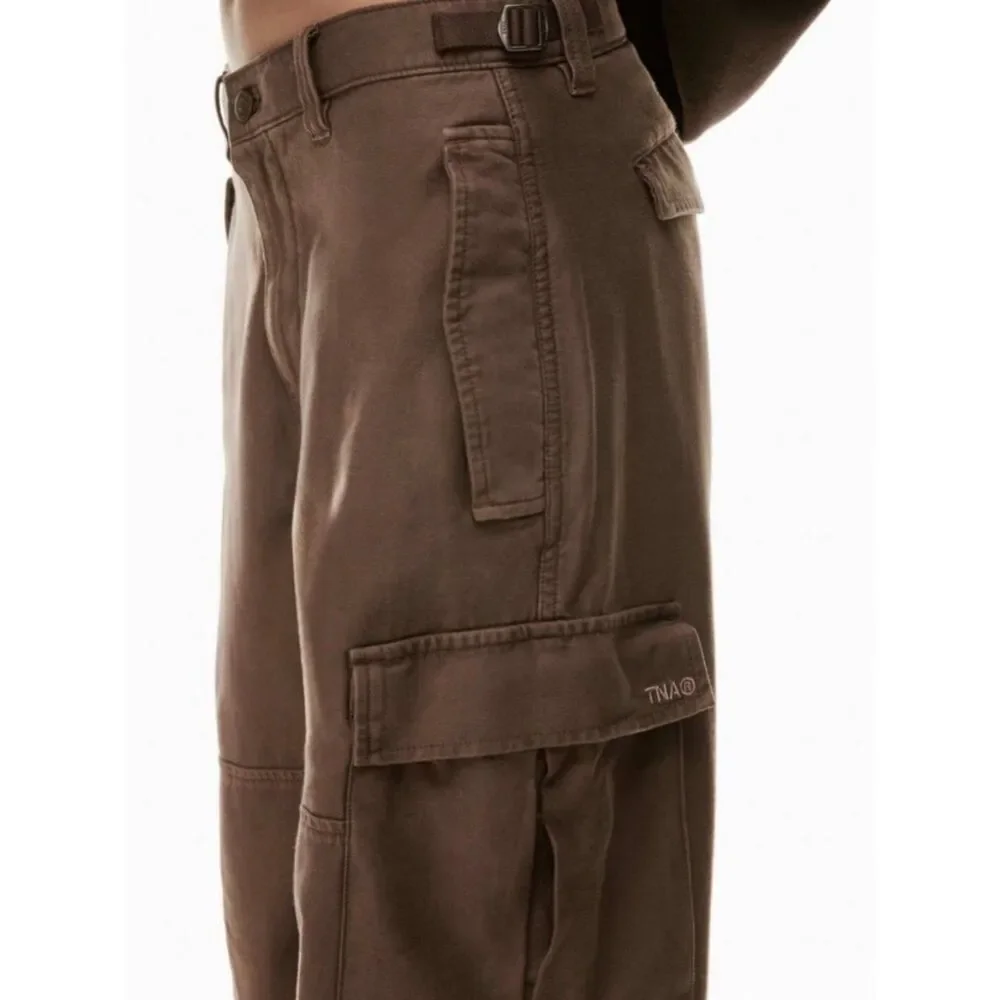 TNA Aritzia Supply Cargo Pants Size 6 Rich Mocha Relaxed Adjustable